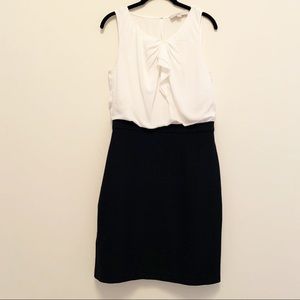 Loft White Black Shift Dress Ruffle Top 6